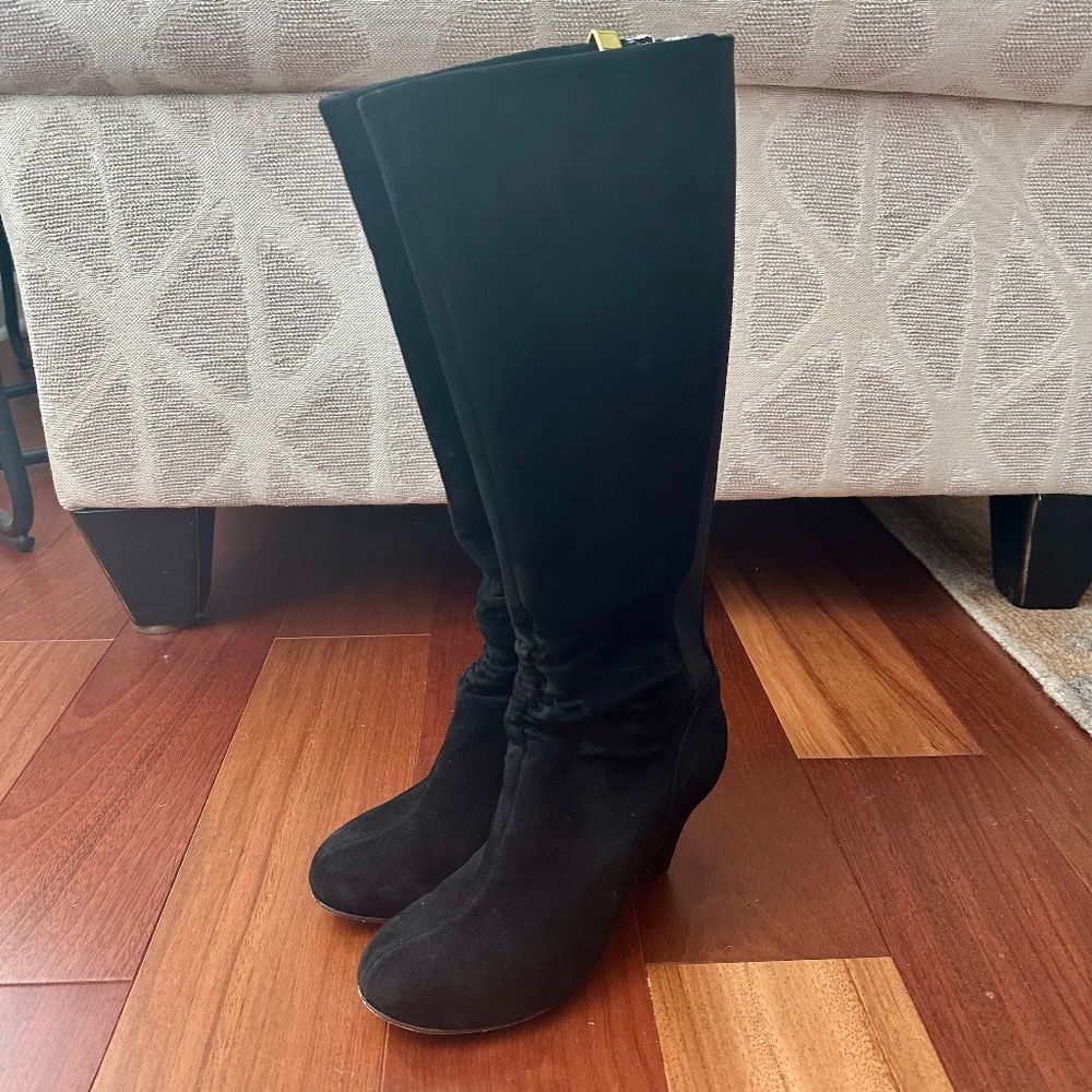 Indigo by Clarks Black Suede Tall Dress Boots size 6 M fits like 6.5 M